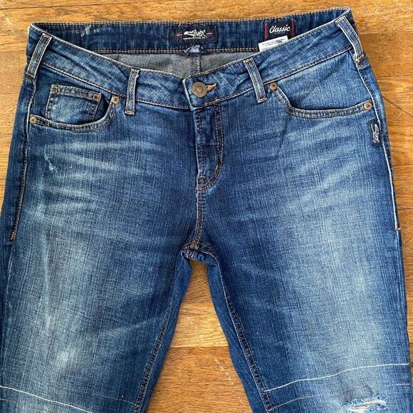 Silver Girlfriend Classic Stretch Straight Raw Edge Womens Size 30-27 - Picture 5 of 14